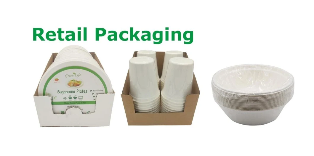 Biodegradable Bagasse Takeaway Plates Round Disposable Bagasse Dinnerware Plate