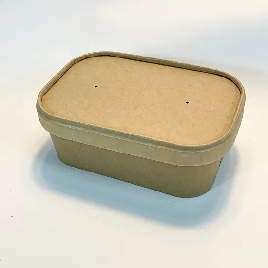 Custom Disposable Biodegradable Kraft Paper Food Packaging Box with Lid