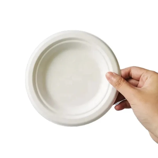 Biodegradable Bagasse Takeaway Plates Round Disposable Bagasse Dinnerware Plate